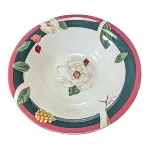 Vintage 1998 Tienshan Fine China Magnolia Design Serving Bowl 9.25" Diameter